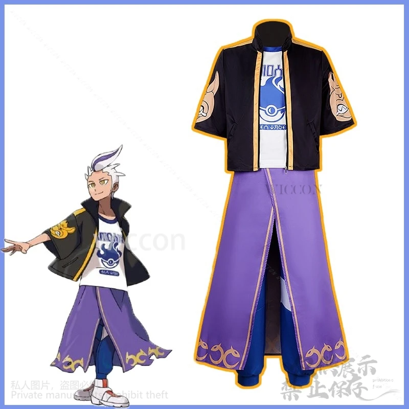 Anime hra Pokeman Cosplay Drayton kostým Scarlet Violet Coats Dress Cos Cartoon for Man Boys Halloween vianočné roleplay