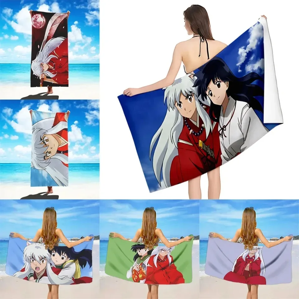 Anime Inuyasha Beach Towel Towel Microfliber Sand Free Rýchle suché suché piesočné uteráky Darček pre ženy cestovná telocvičňa Kemp