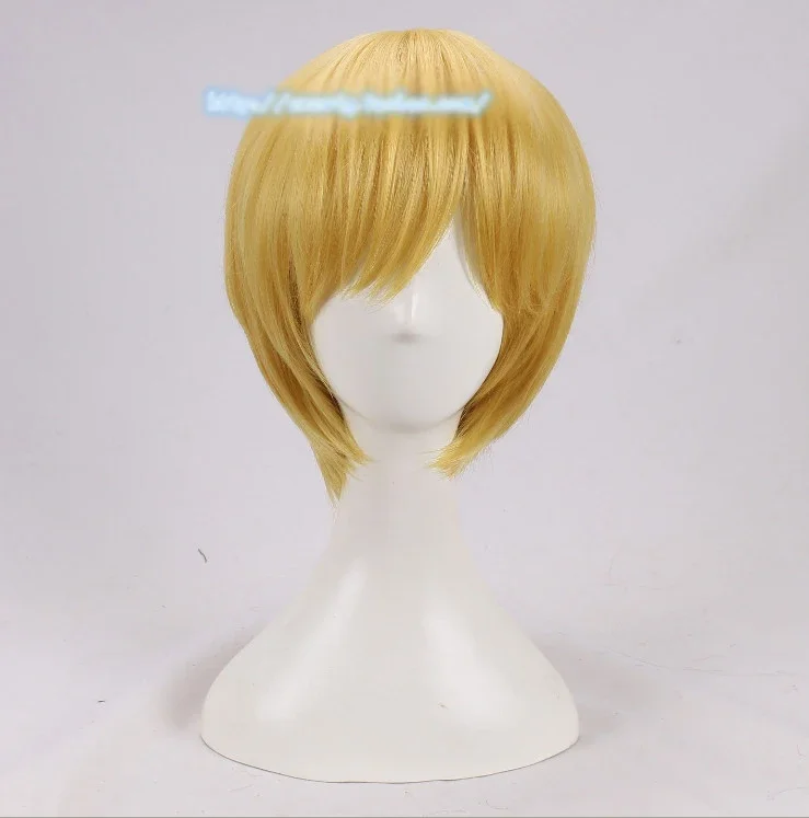 Anime jeden kus cosplay parochňa sanji blondínka krátka rovná muži žlté syntetické vlasy pre dospelých + parochňa čiapka
