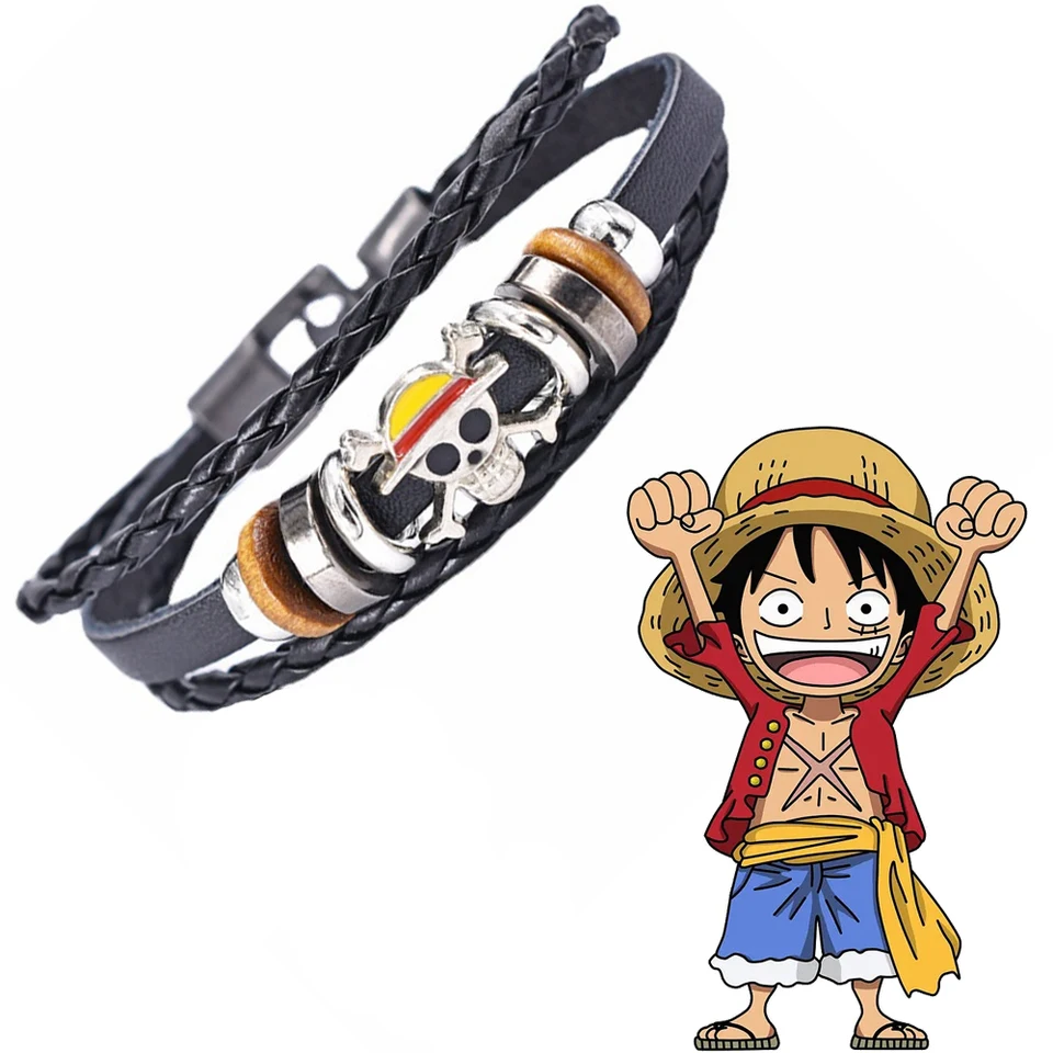 Anime jeden kus Nika Monkey Luffy kožená náramok cosplay unisex nastaviteľný punk náramok šperky rekvizity zdobenie príslušenstva