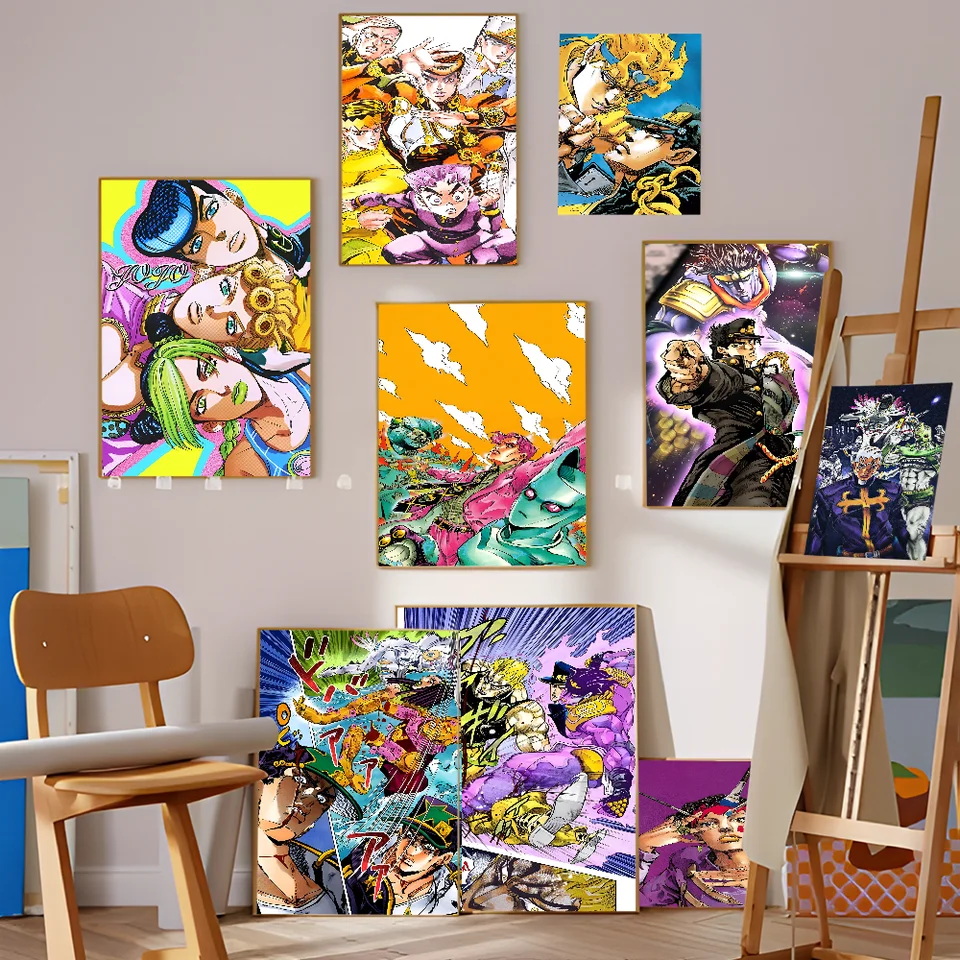 Anime jojo bizarné dobrodružstvo retro plagát anime plagáty lepivé slepka na biele papiere DIY ROOM BAR CAFE KAWAII ROOB DEOCON