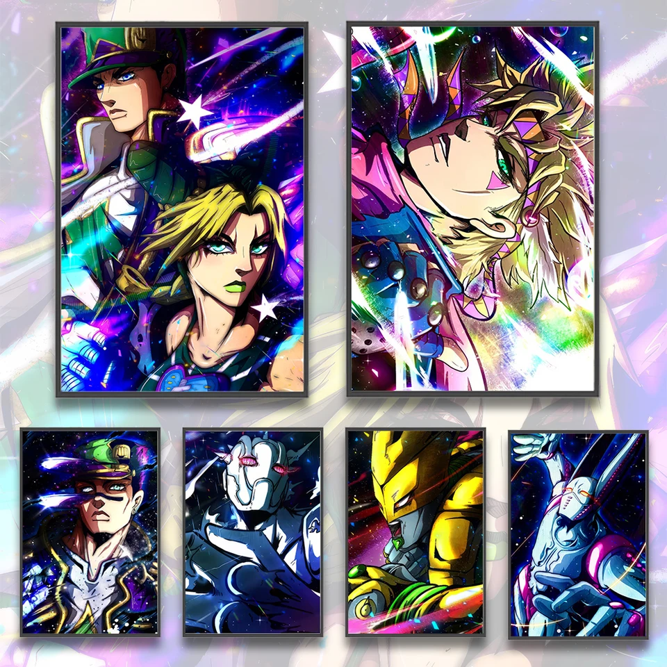 Anime jojo bizarné dobrodružstvo Self-pasting plagát tapety figúrky domáce dekorácia maľba nástenná umelecká spálňa karikatúry darček