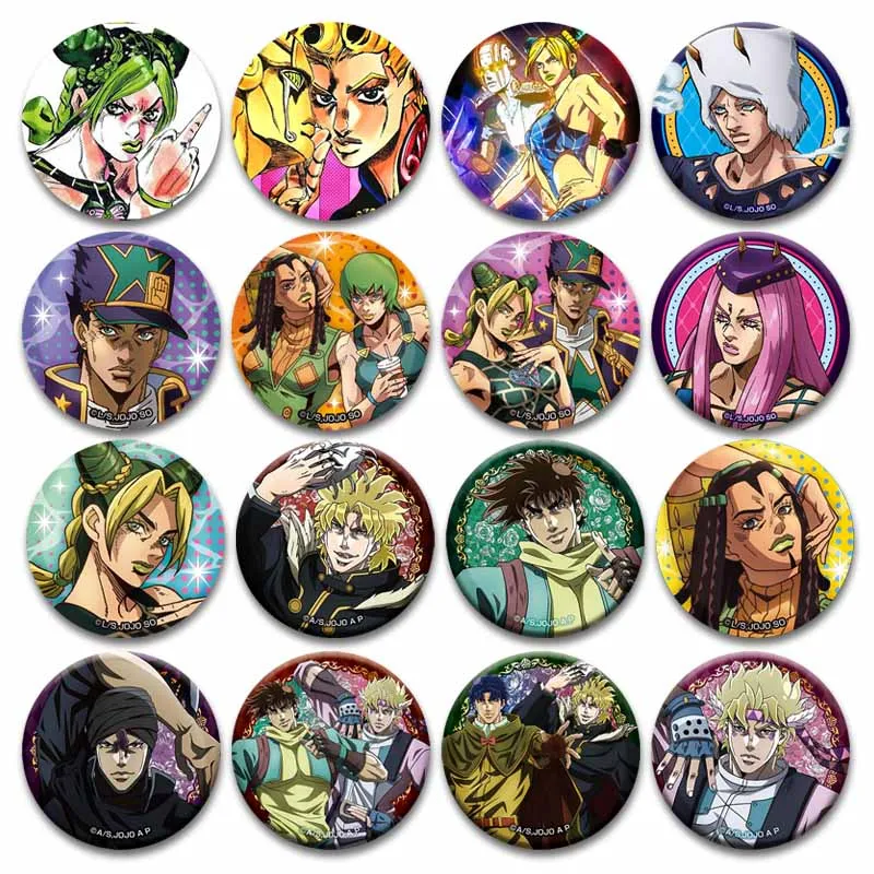 Anime JoJo's Bizarre Adventure Broot Cosplay postava Joseph Giorno Jotaro Badge Pins Batcket Bunda Darček pre priateľa