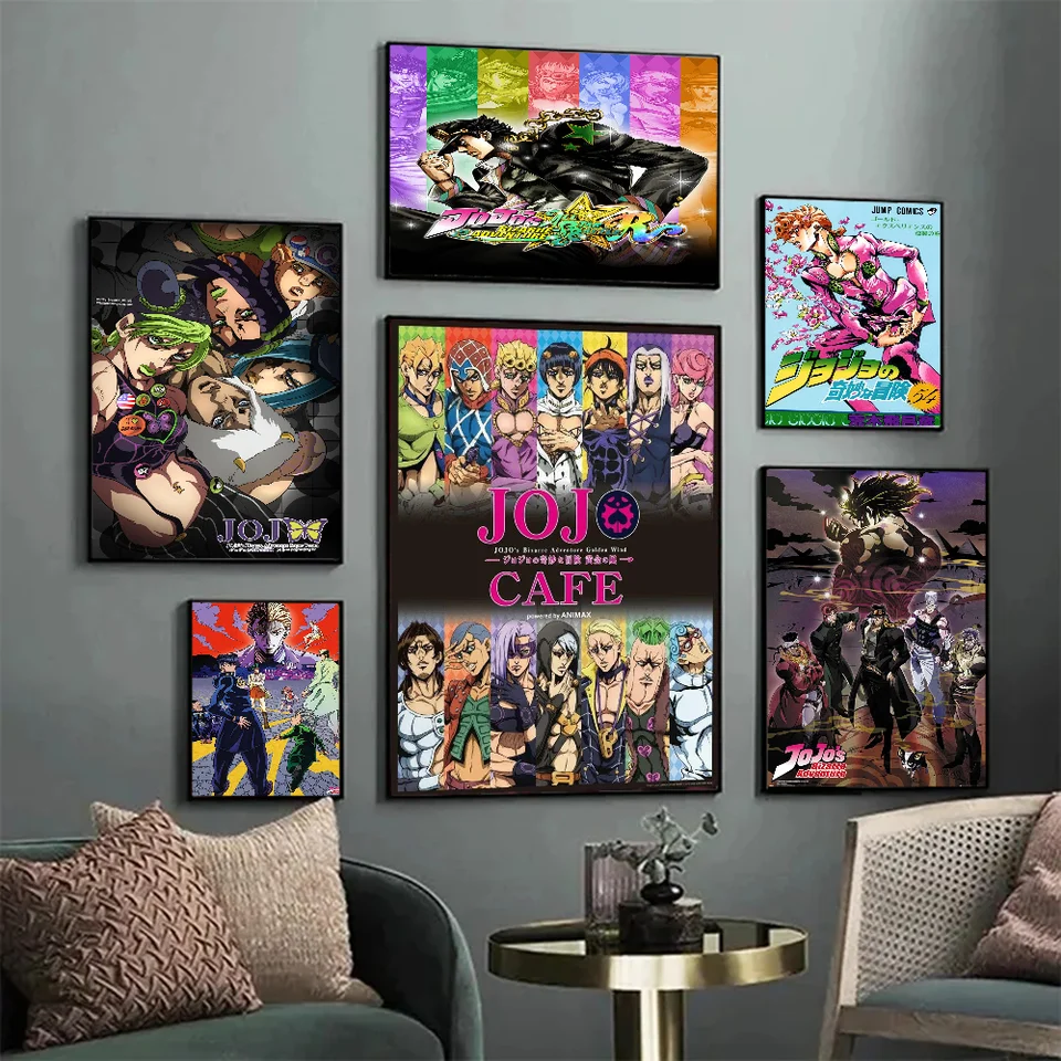 Anime JoJo's Bizarre Adventure JoJo Plagát Klasický filmové plagáty Vintage Room Bar Cafe Decor Stickers nástenné maľovanie