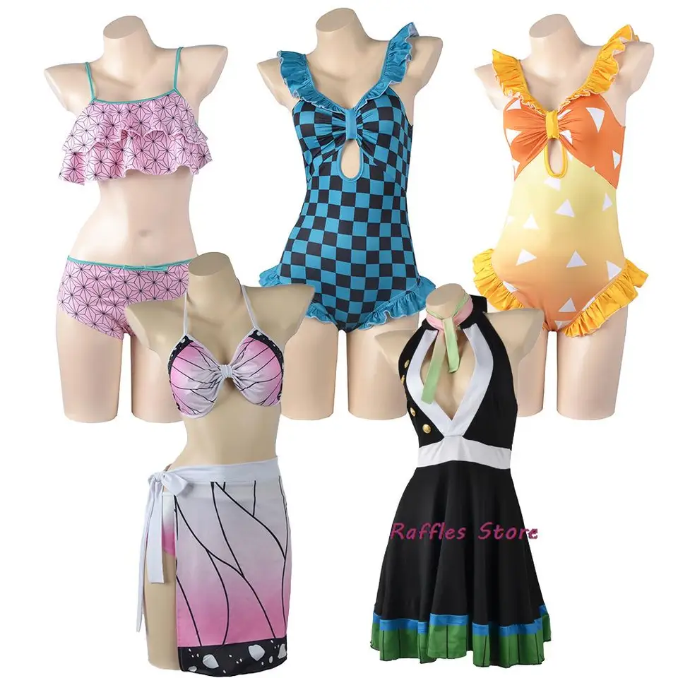 Anime Kamado Nezuko Agatsuma Zenitsu Tanjirou Kochou Shinobu Cosplay kostým dospelých sexy žena Halloween karneval plavky