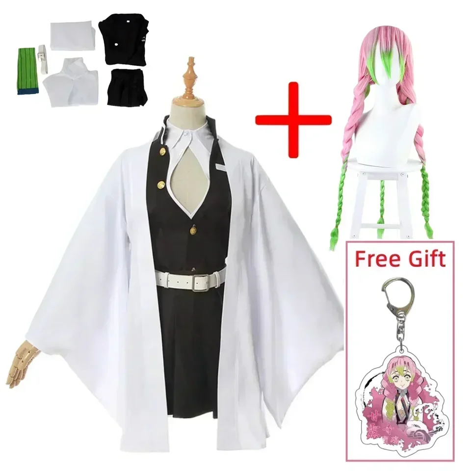 Anime Kanroji mitsuri cosplay kostuum kimetsu no yaiba kostuum kimono uniforma Kanroji Mitsuri Pruik Halloween Kleding