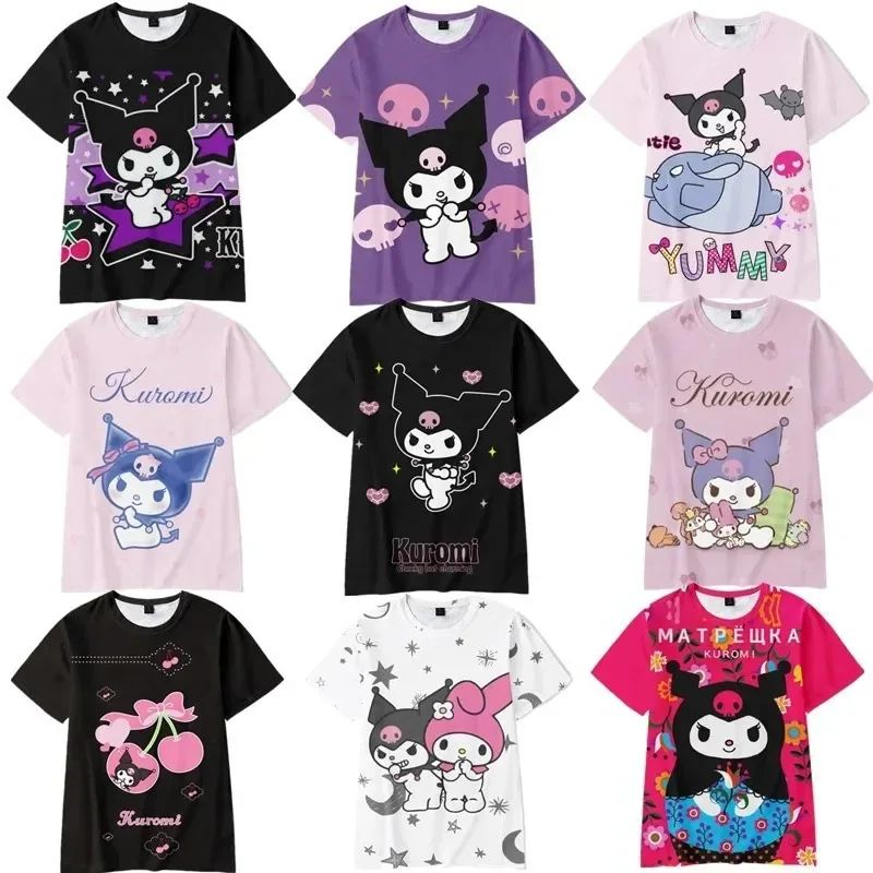 Anime karikatúra leto Kuromi tričko My Melody Hello Kitty 3D tlač karikatúry oblečenie dieťa dievča chlapče móda tričko ležérne vrcholy