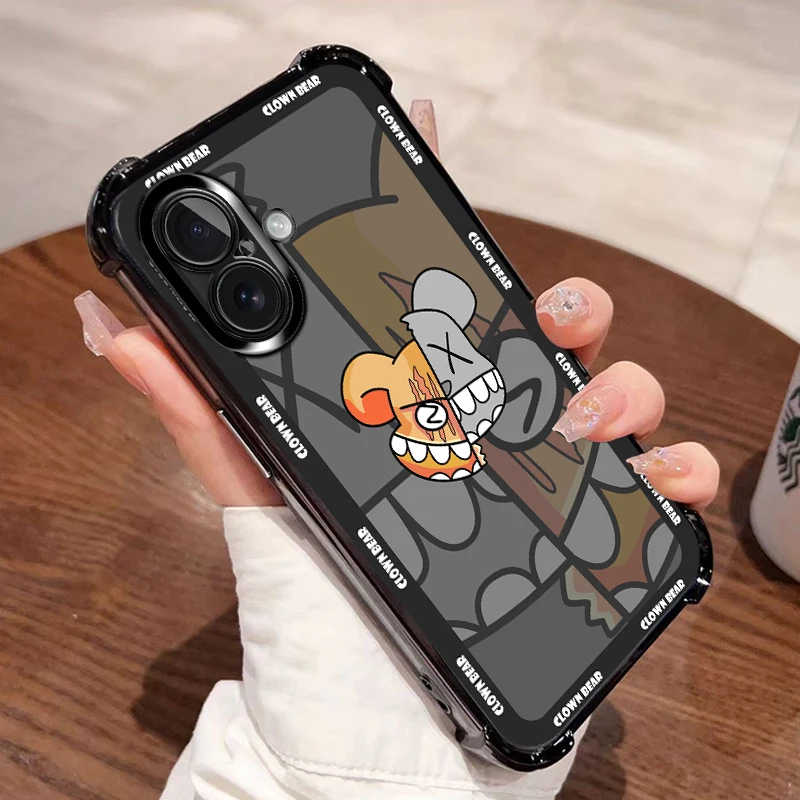 Anime karikatúra priehľadné puzdro pre telefón Apple iPhone 16 15 14 13 12 11 11 Plus Pro Max Women Shockproof Pase Case Case Case