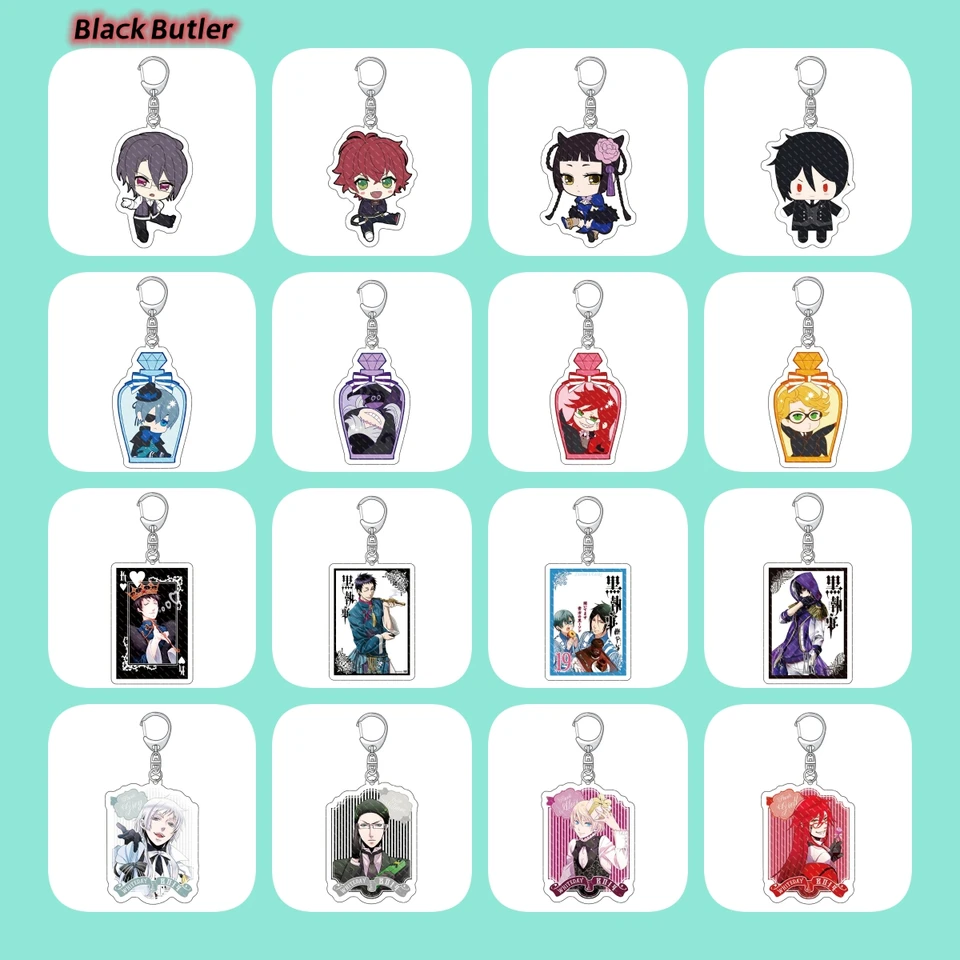 Anime Keychain Sebastian Black Butler Acryl Keychain Cartoon Postavy Sebastian Ciel