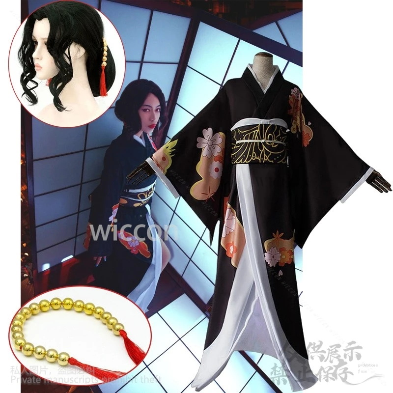 Anime kibutsuji cosplay žena Muzan kostým parochň