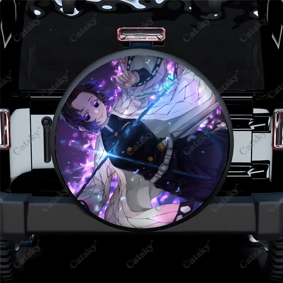 Anime kimetsu no Yaiba Car Plave Pneuľke kryt pneumatiku nepremokavá dekorácia kolies Ochrana pre autá Truck SUV Camper Trailer 14-17inch