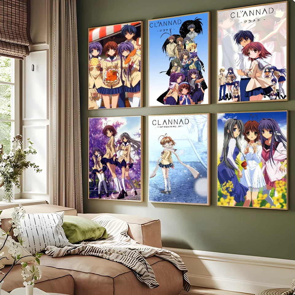 Anime klannad klasické filmové plagáty nepremokavé papierové nálepka kaviareň kaviareň dekorácie umenia nástenné nálepky