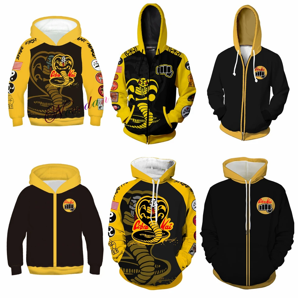 Anime kof cobra kai mikina cosplay kostým taekwondo karate deti dospelé bunda bunda zips mikina mikina Men športový kabát športový kabát