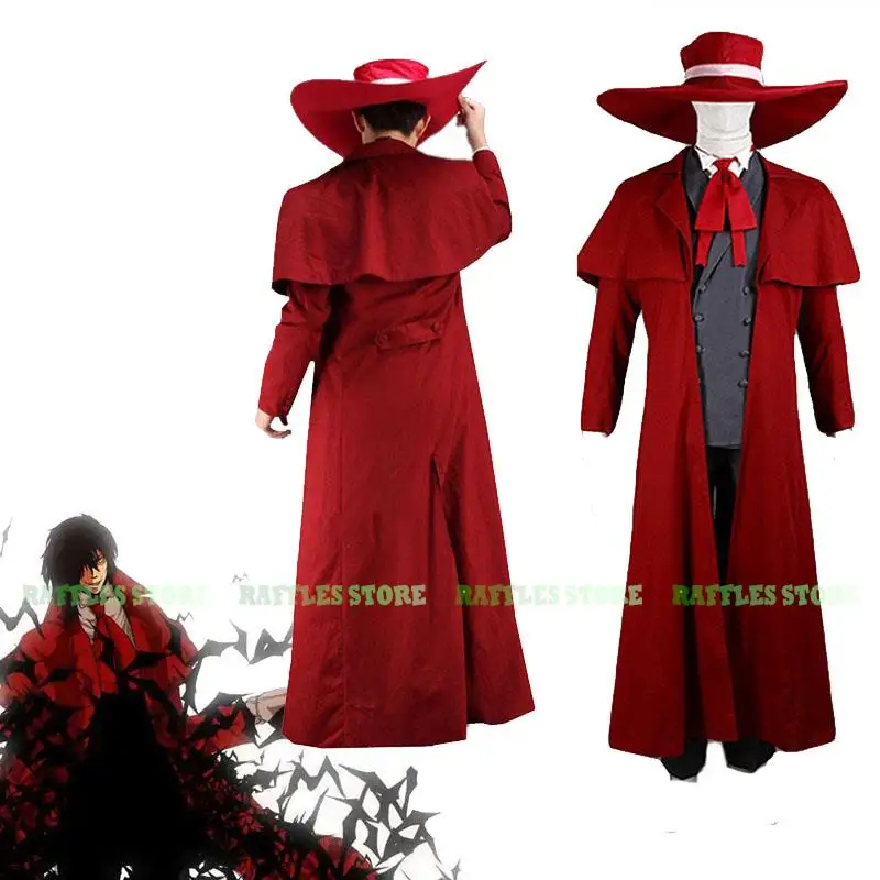 Anime komiks Hellsing Alucard Cosplay kostým Červená priekopa Alucard van cosplay upírový klobúk kostým halloween karneval mužov oblek