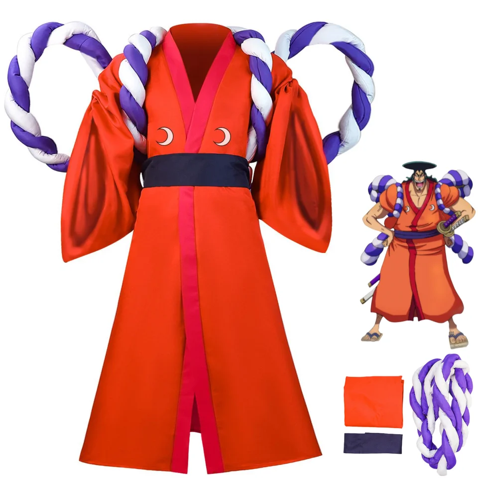 Anime Kozuki Oden Cosplay kostým Wano Kuni Kuri japonský kimono červený rúž späť dekorácie muž Halloween Carnival Suit
