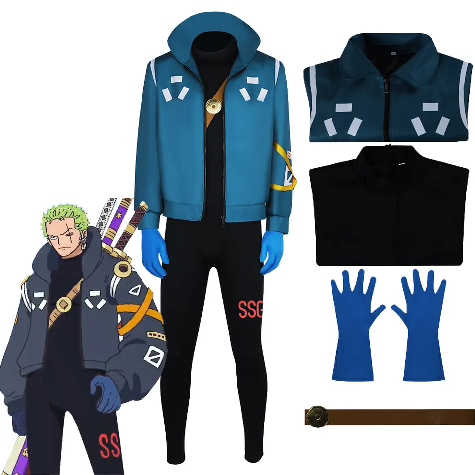 Anime kúsok Roronoa Zoro Egghead Island Cosplay kostým Dospelý muži Fancy kombinézy oblečenie Halloween Carnival Masguise Suit