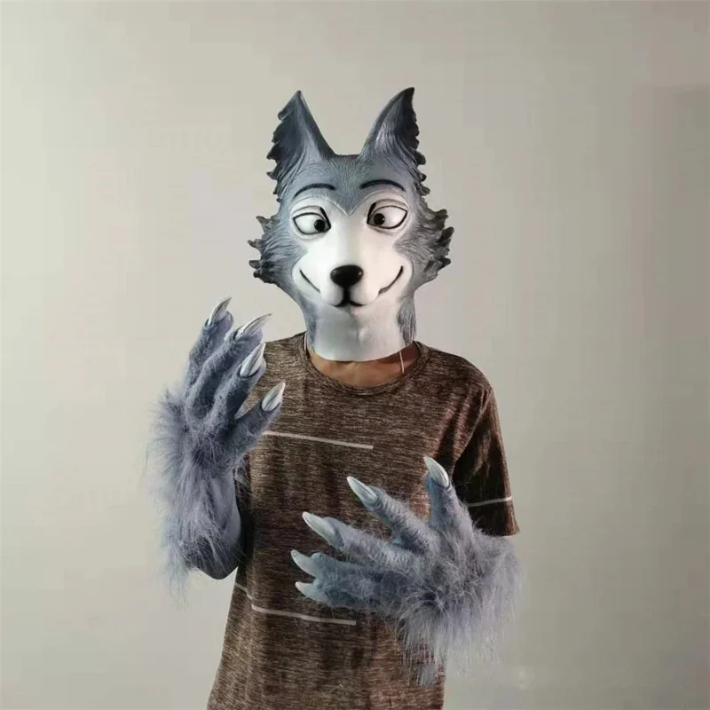 Anime legoshi bearstars vlk maska ​​cosplay zvierat latexové masky Halloween maškarádové kostýmy rukavice rukavice chvosté rekvizity