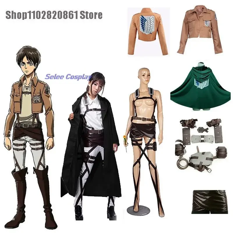 Anime Levi Attack Eren Titan Cosplay Suit Batcket Batche Batobet Batche Sheingeki no Kyojin Cosplay Cloak Cosume Ligion Coat Jackets Halloween