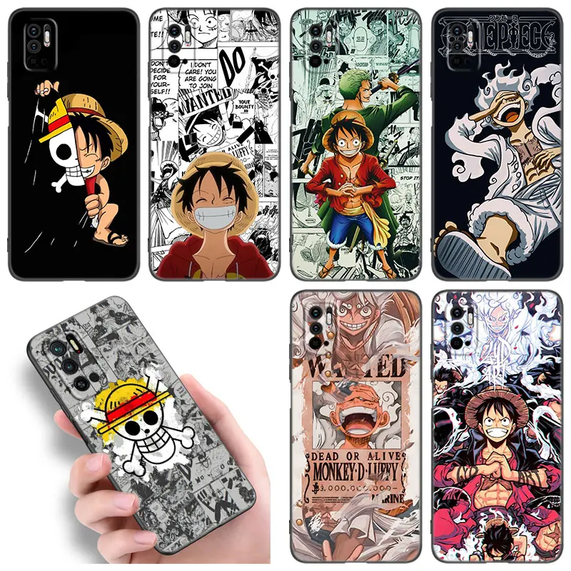 Anime Luffy Pirates King Telefón puzdro pre Xiaomi Redmi Note 10 11S 12 4G 8 9 E 11T Pro Plus 10t 5g 8t 9s 10s 12s Čierna obálka