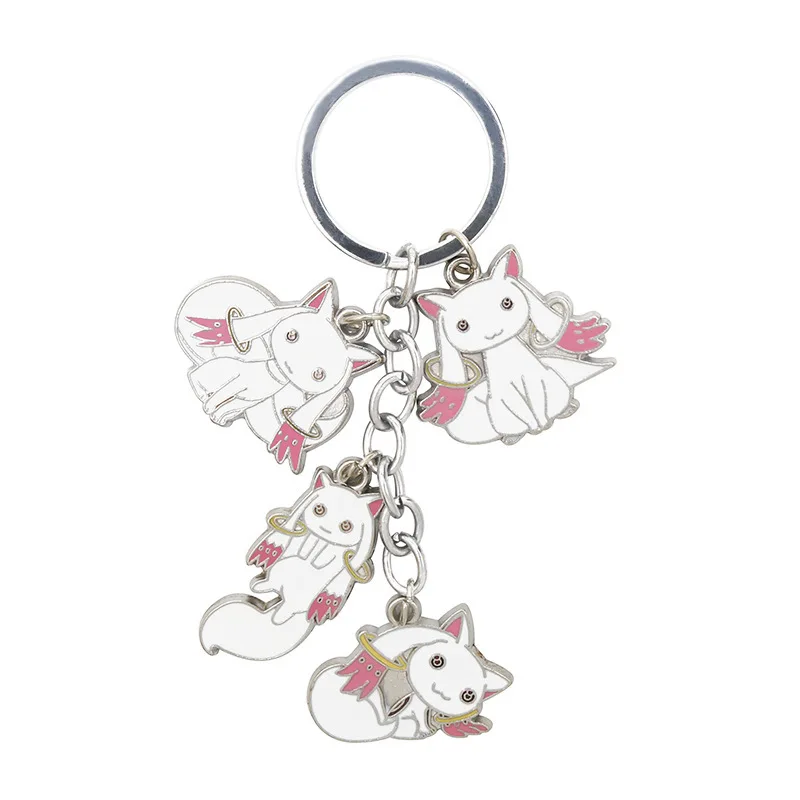 Anime Magic Madoka Puella Keychain Roztomilý inkubátor QBay prívesok Key Rings Women Bag Car Auto Priateľské darčeky