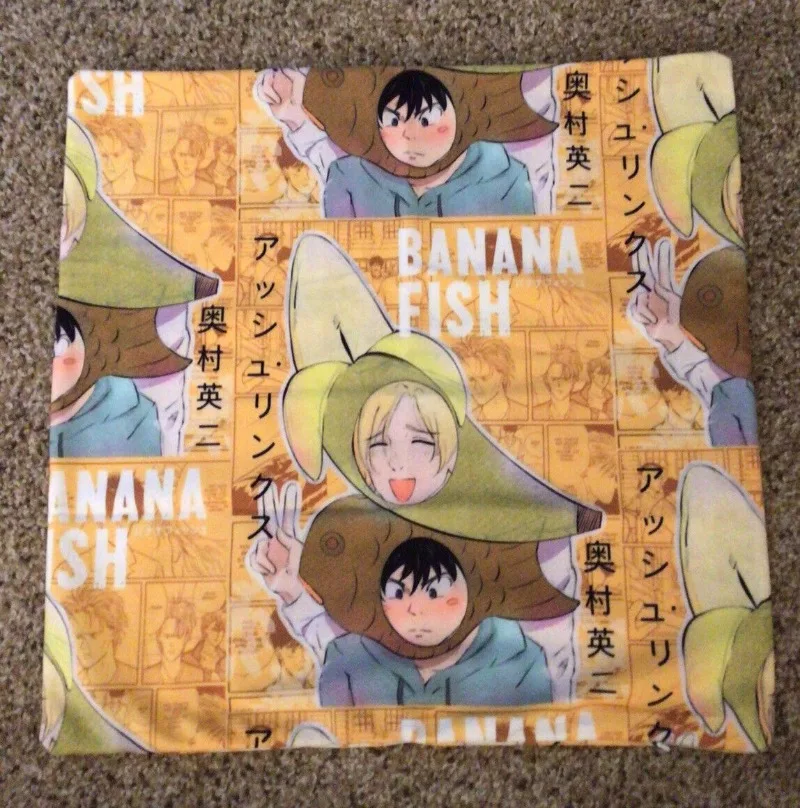 Anime manga banánové ryby broskyňové broskyňové kožné vankúšové pokrývky 45x45 cm