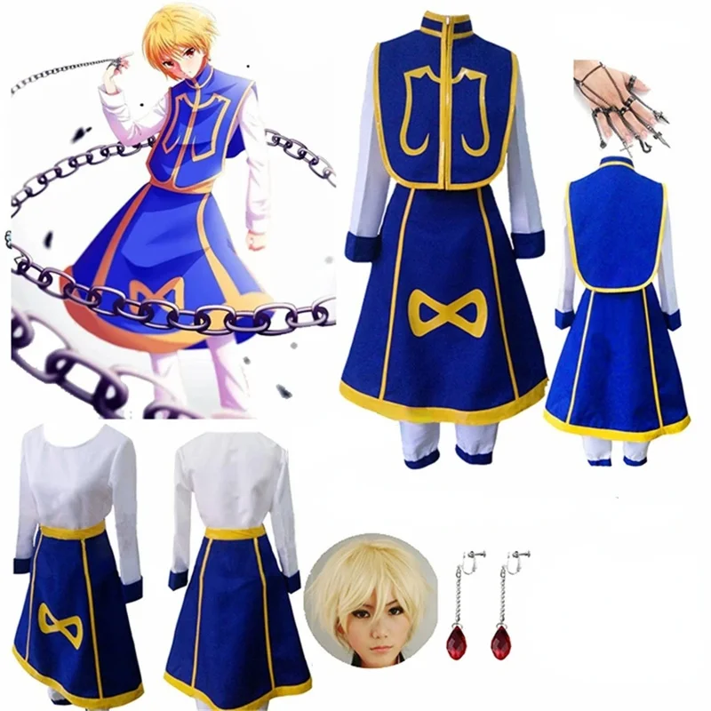 Anime manga lovec x Hunter Cosplay kostýmy Halloween kostýmy kurapika reťazce prsteň náušnice košeľa parochňa rola hraním obleku