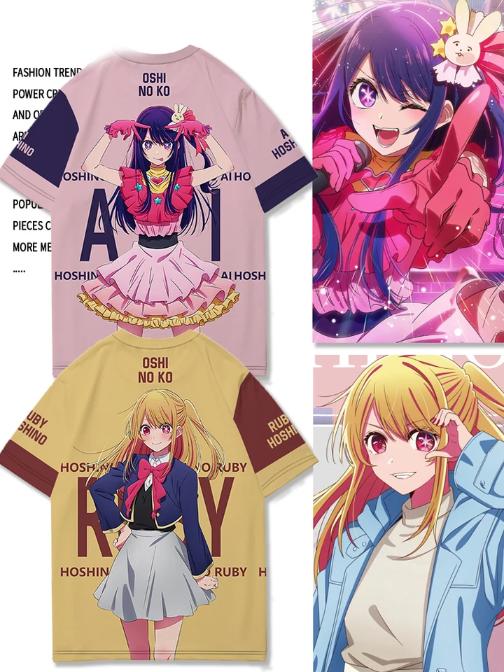 Anime manga Oshi no ko ai kawaii Hoshino 3D tlačené tričká Men ženy krátky rukáv O-krčiekot tričko Harajuku top pánske oblečenie