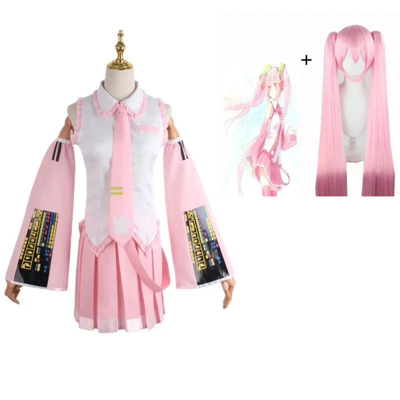Anime miku cosplay kostýmy Žena ružový horný sukňový recept oblečenie slúžku na parochňu Halloween Party Suit