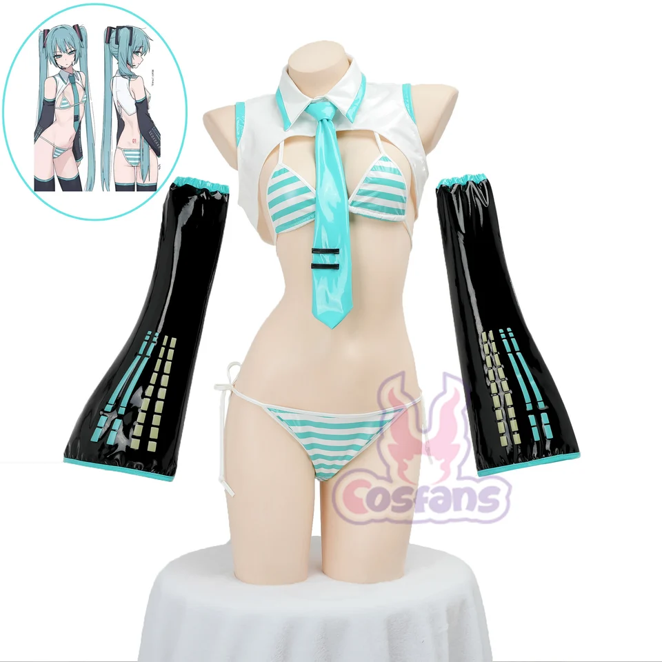 Anime miku cosplay patent kožená koža miku recepty obleky cosplay kostým dievča sneh vianočné roleplay uniformy bikiny set cosplay