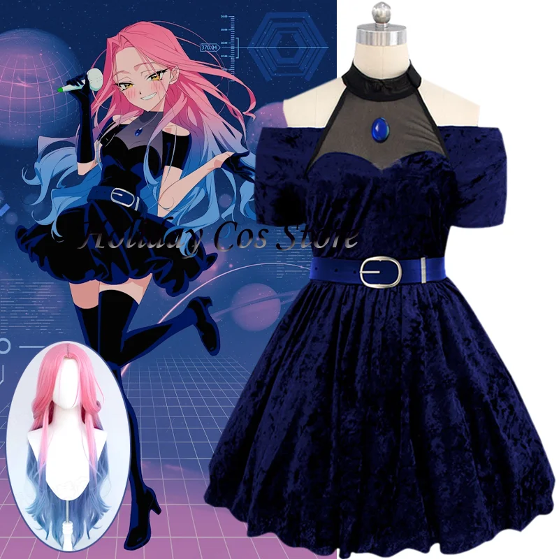 Anime mimozemské pódium mizi cosplay kostýmy parochňu Parochne Performance Sua oblečenie modrý outfit pre halloween karnevalové ženy