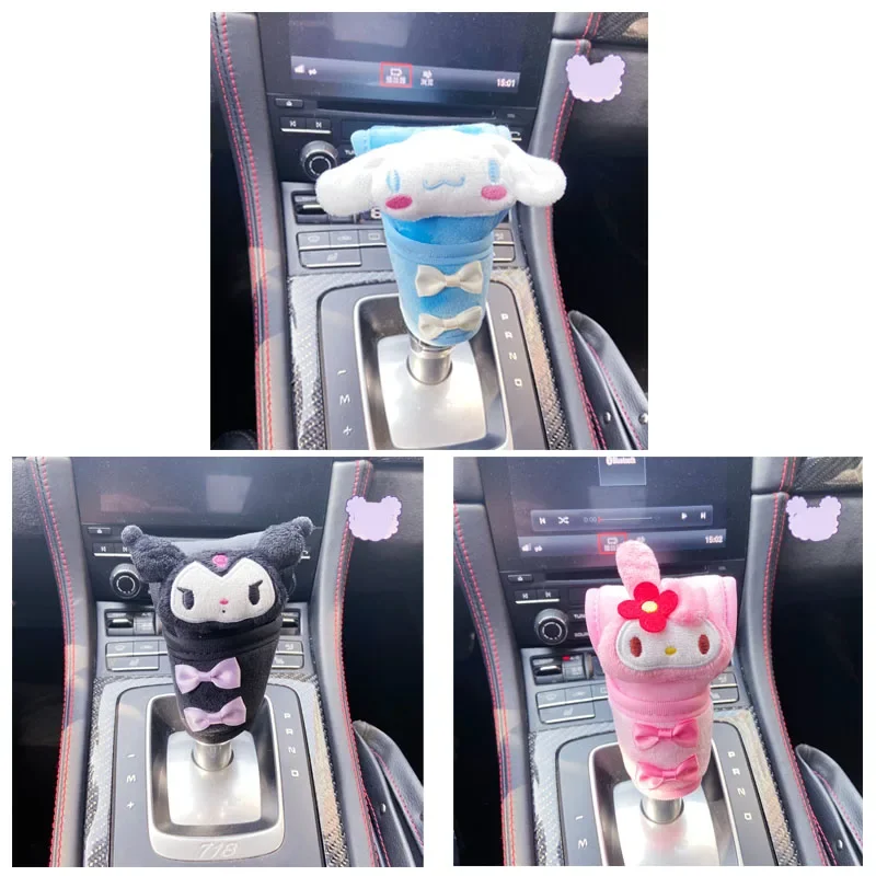 Anime miniso kawaii Sanrio kuromi cinnamoroll My Melody Plys Plush Car prevodovky Cover Plushie Gear rukoväť proti opotrebeniu kryt