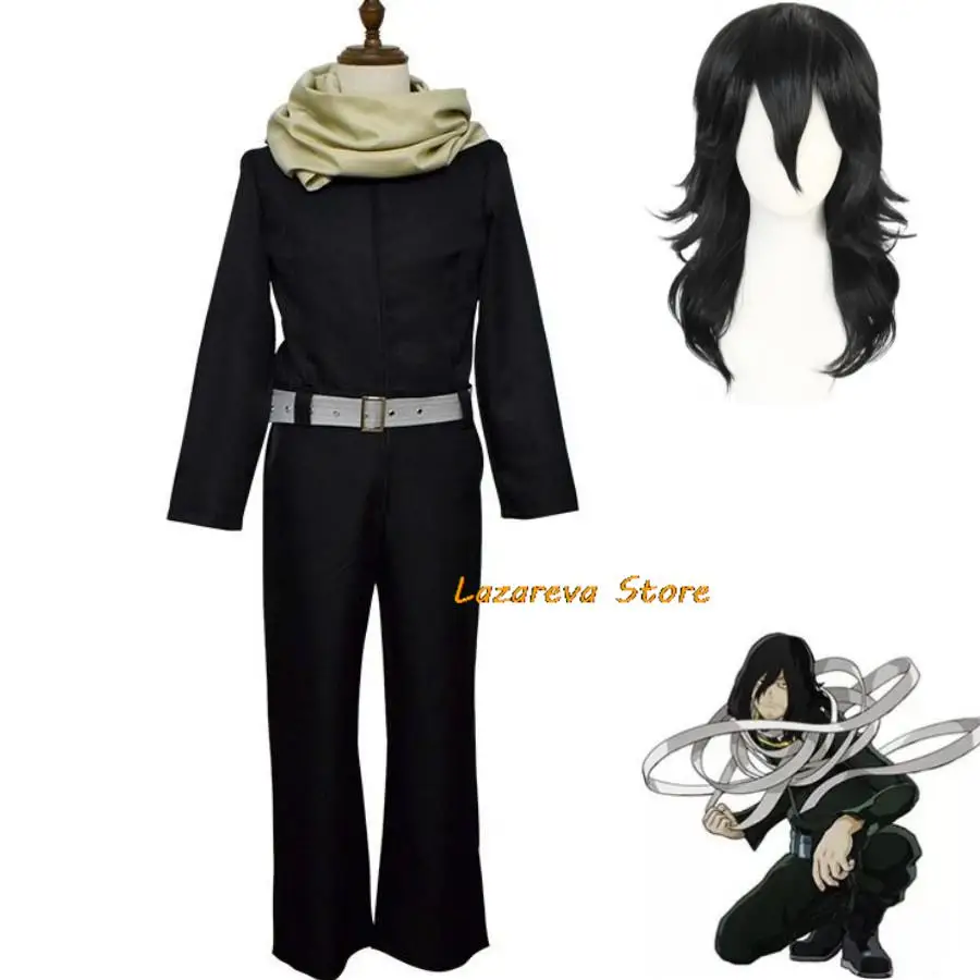 Anime moja akademická gumáca hlava Aizawa Sheata Cosplay kostým parochňa čierne kombinézy boja proti mužovi Halloween Karneval