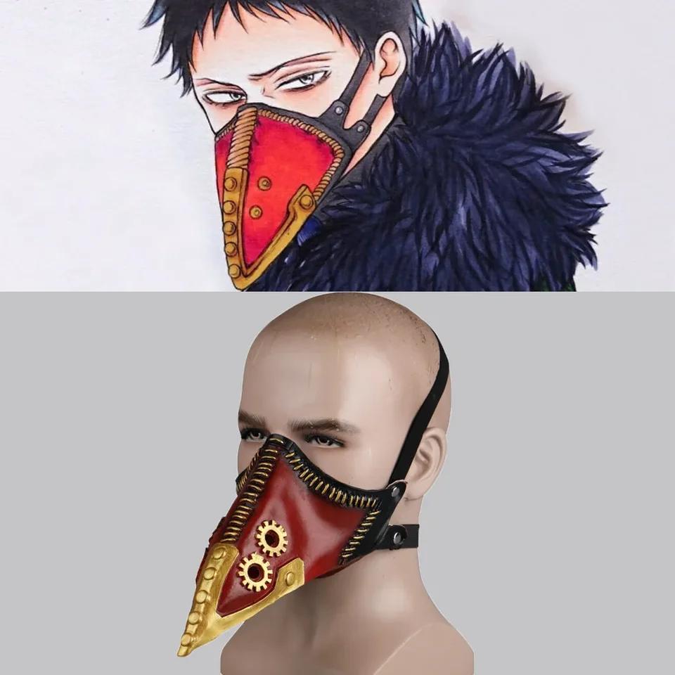 Anime moja hrdinská akademická prepracovanie masky cosplay crow ústa mor moru halloween masky parné punk tváre dlhá zobák gotická prilba