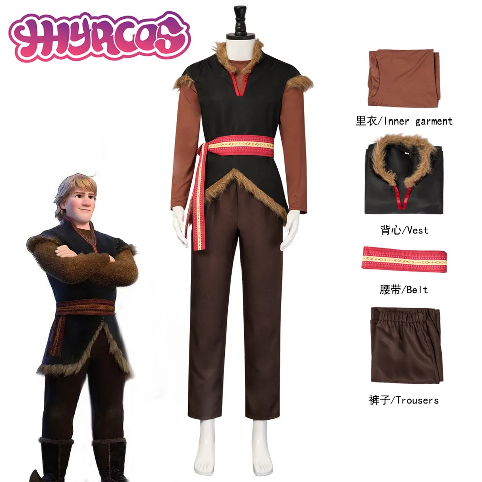 Anime mrazené kostýmy Kristoff Cosplay Comic Con Snow Queen Kristoff Cos obleky pre mužov Ženy Halloween Role Outfits Party