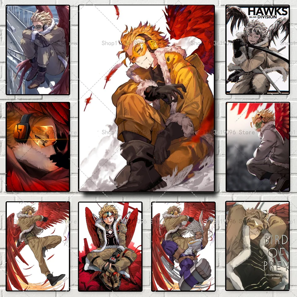Anime My Hero Academia Hawks Classic Anime Plagát Self-pasívne umenie vodotesná papierová nálepka kaviareň kaviareň Bar izba Decor