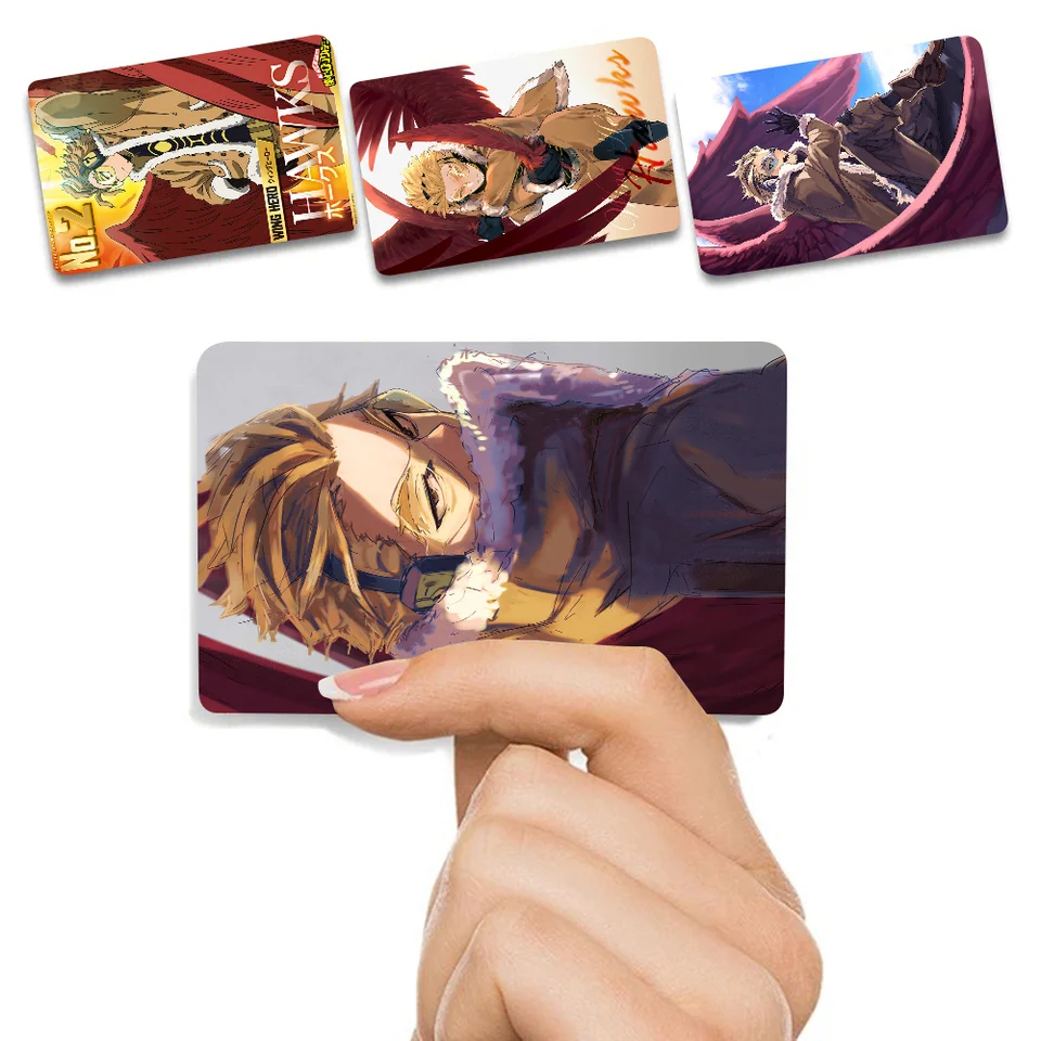Anime My Hero Academia Hawksgame Film Cover Case Case pre prednú stranu debetných kariet s kreditnou kartou s malými čipmi