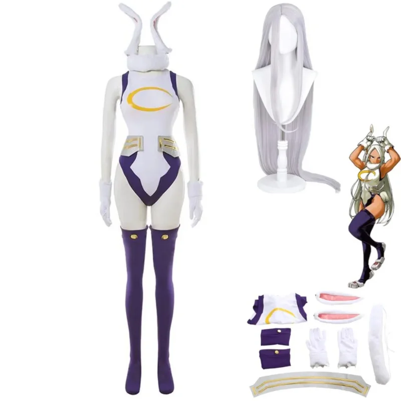 Anime My Hero Academia Miruko Cosplay kostým králičie hrdina Parochňa tesná tlač kombinézy Žena sexy kawaii karnevalová párty obleky