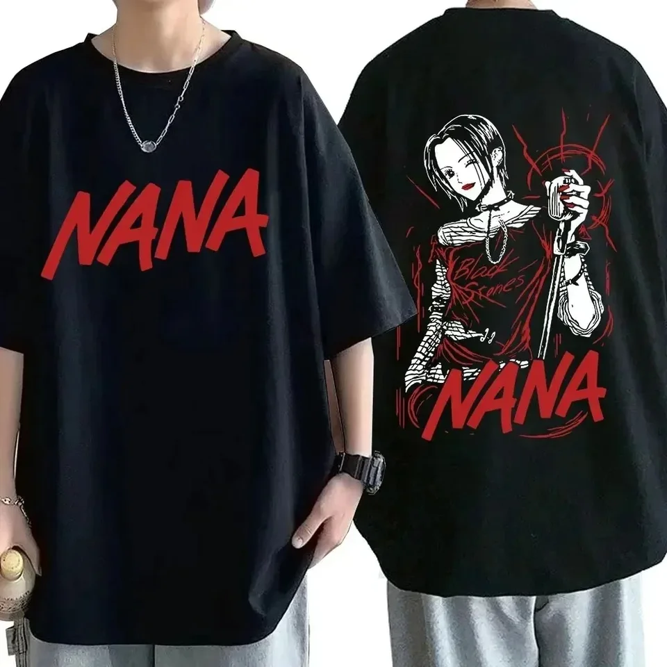 Anime nana Osaki tlač Tričká Pánske dámske rukávy Coent Cast Trikal Trikesize Nadmerná nadmerná lehota na ulici Harajuku Streetwear pre dospievajúcich