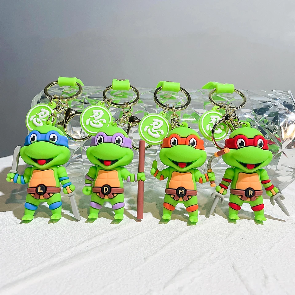 Anime ninja korytnačka figurína kľúča Keychain dospievajúci mutant ninja korytnačky Raphael Donatello Doll Keyring Car Key Bag Darček
