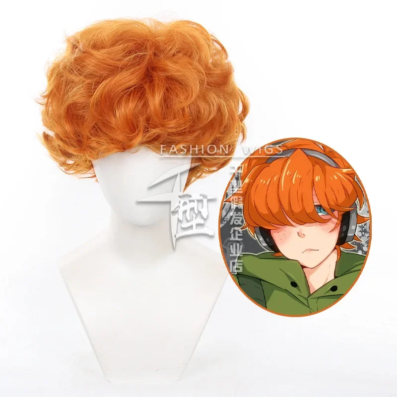 Anime nohavičky a pančuchy s podväzkovým krátkym cosplay parochňou Parochňa stručný oranžový krátky kučeravý vlasový rola Play parochňa Halloween oblek