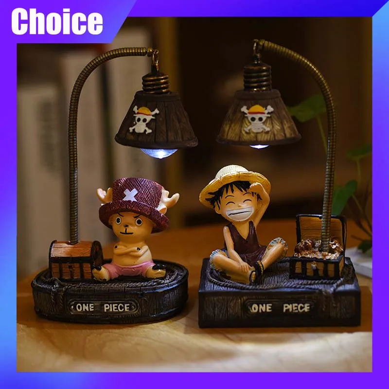Anime One Piece Luffy Figure Hray 17 cm Cute Chopper Figure Cartoon s nočnou lampou Light Light Domáca dekorácia ozdoba Darček pre dieťa X-Mas