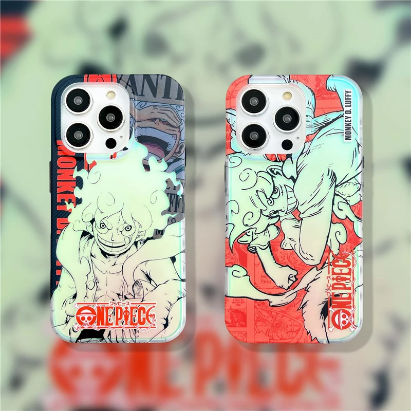 Anime One Piece Luffy Gear 5 Nika puzdro pre iPhone 11 12 13 14 15 16 Pro Max Plus karikatúry Plus karikatúry kryt zadnej škrupiny darček