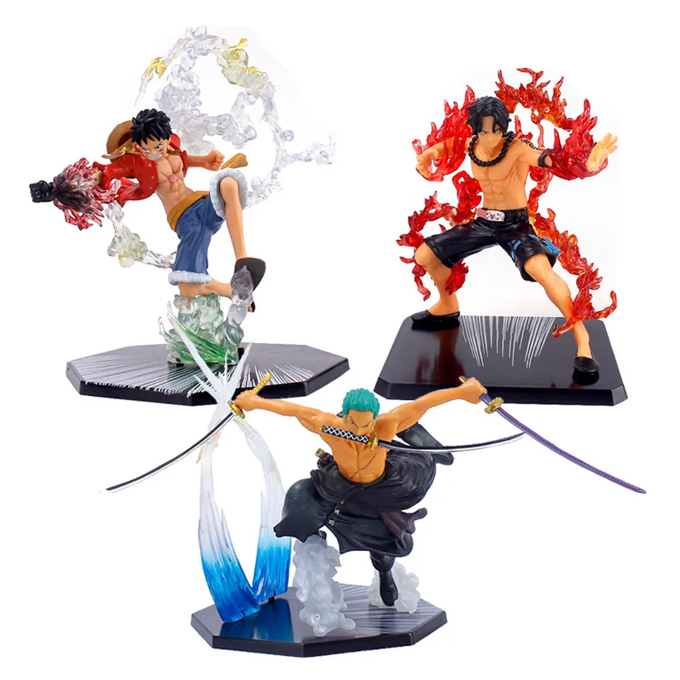 Anime One Piece Monkey D Luffy Roronoa Zoro Portgas D Ace Battle Ver. PVC akčná figúrka socha model pre deti hračky Darčeky Darčeky