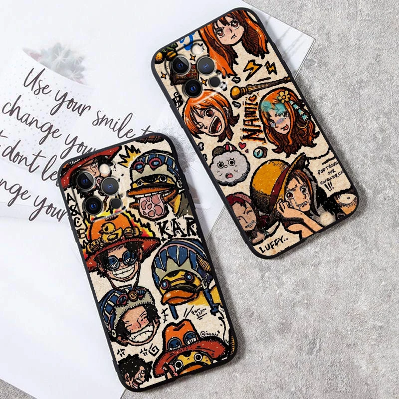 Anime One Piece Nami Ace Silikone Black Soft Pase pre Apple iPhone 15 14 13 12 11 x XS XR 8 7 6 6S Pro Plus max Mini