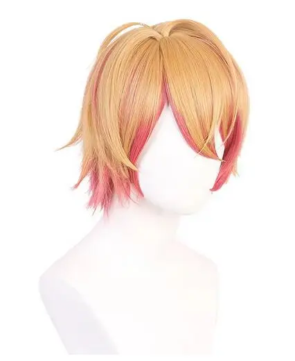 Anime oshi no ko aqua cosplay parochňa hoshino akuamarin krátka parochňa žltá ružová parochňa cosplay cos hair cos party rola hre