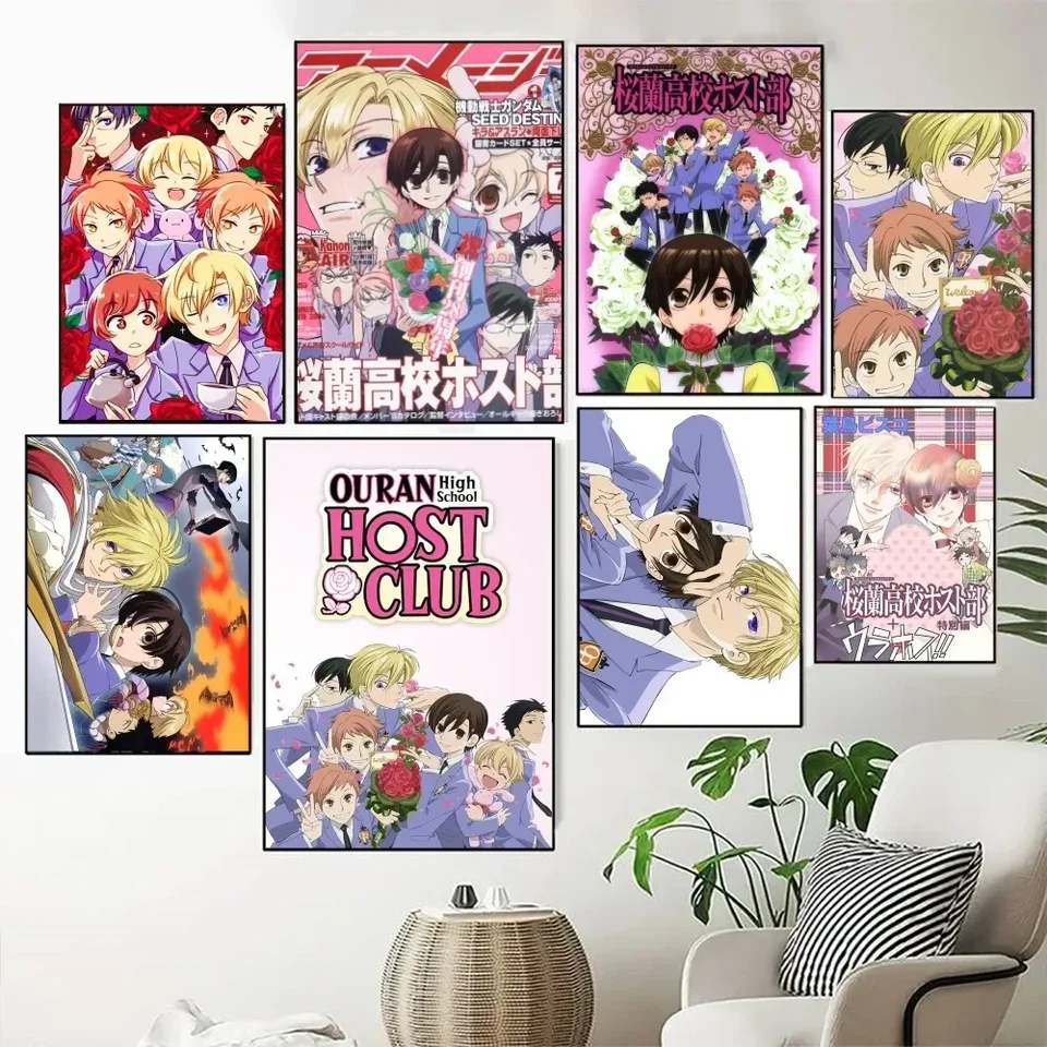 Anime Ouran High School Host Club plagát Fancy Wall Sticker pre obývaciu izbu Bar vintage dekoratívna maľba stredne