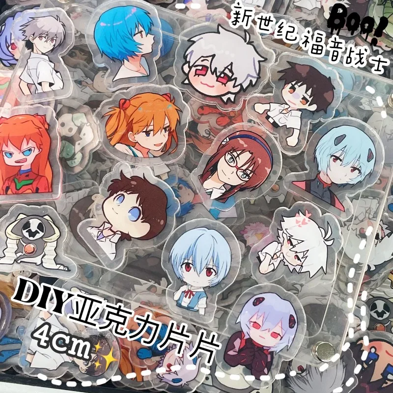 Anime periférne neónové genesis evangelion 4cm akrylové dielo DIY dvojstranné priehľadné záplaty PP Clip Keychain Príslušenstvo