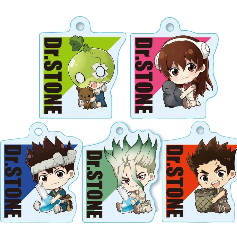 Anime Periférny obchod Dr.stone Gyugyutto Quadrate akrylové kľúče prívesok prívesok Ornamen Fans Charm Darčeky okolo 6 cm