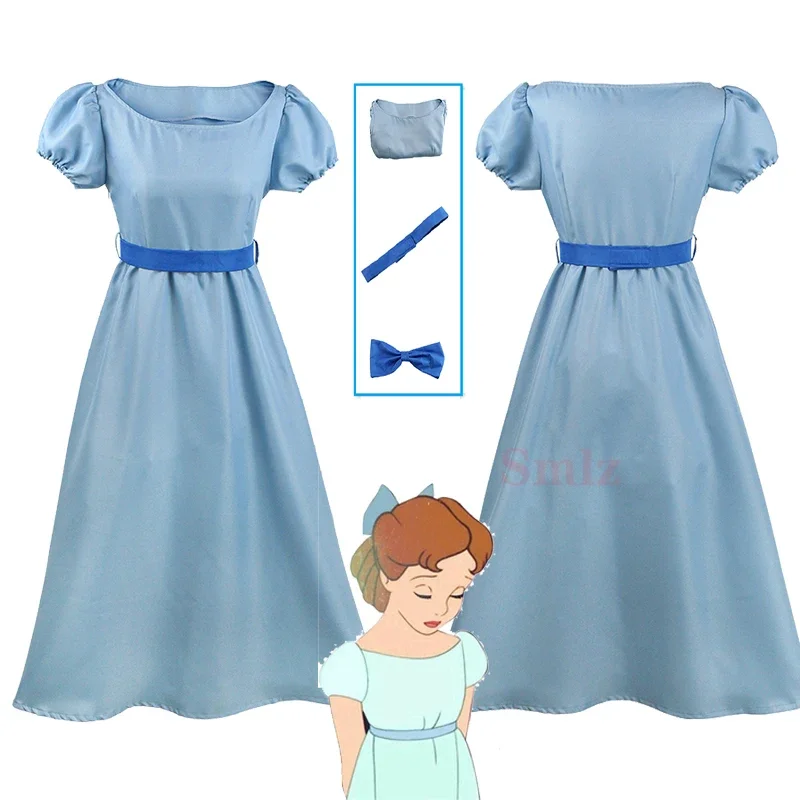 Anime Peter Pan Cosplay kostýmy Peter Pan Wendy kostýmy modré šaty s pohotom pre ženy kostým Cosplay