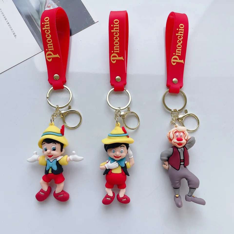 Anime pinocchio Keychain Deti Charm Keyring Cartoon Accessories Bag Car Key Chain Dekorácie Roztomilý model prívesok darčekové hračky